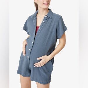 Hatch maternity Lenora gauze romper blue 1 small